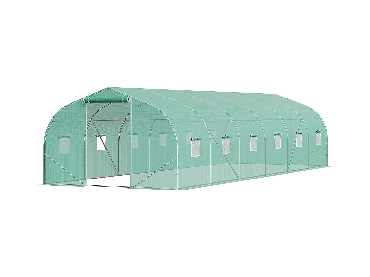 Serre Tunnel SucceBuy, Serre Tunnel de 900x300x200 cm, Cadre Galvanisé, avec Cadre en Acier Galvanisé, Couverture en PE, Vert