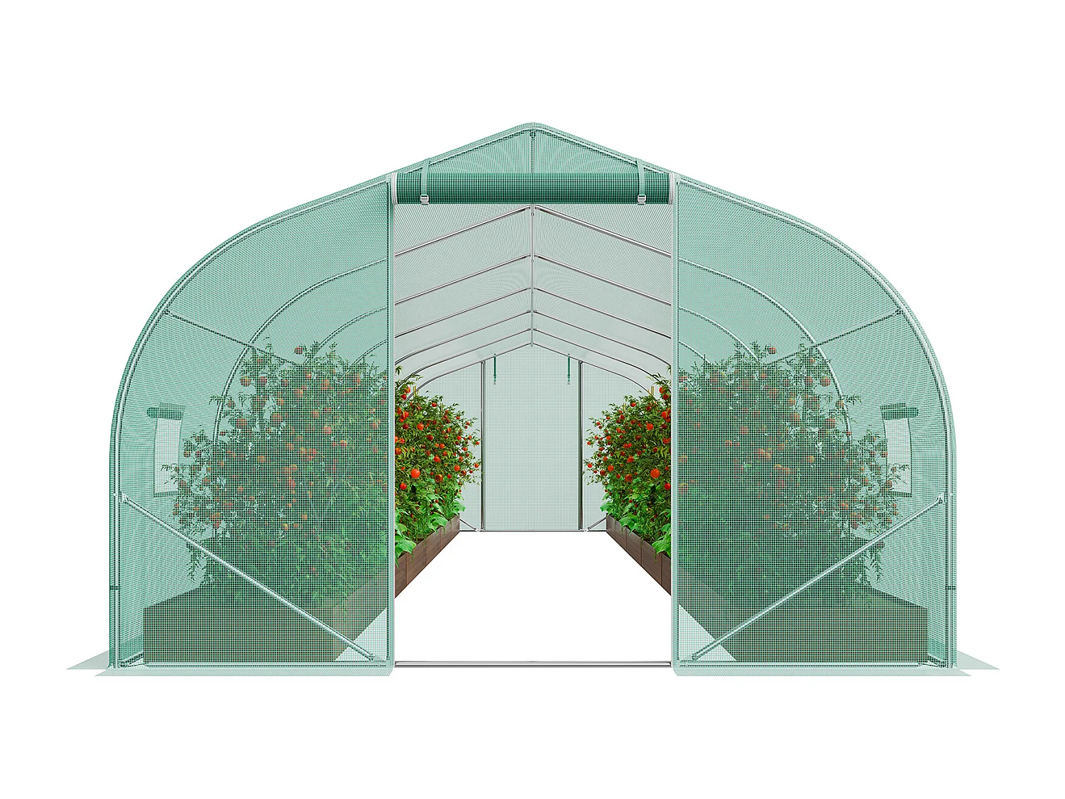 Serre Tunnel SucceBuy, Serre Tunnel de 900x300x200 cm, Cadre Galvanisé, avec Cadre en Acier Galvanisé, Couverture en PE, Vert