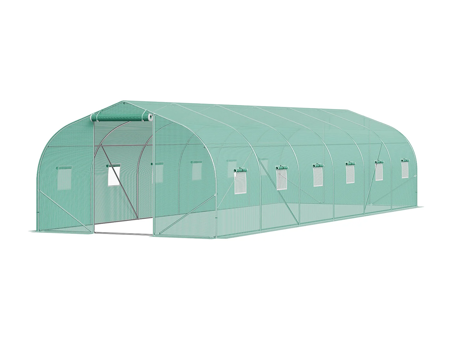 Serre Tunnel SucceBuy, Serre Tunnel de 900x300x200 cm, Cadre Galvanisé, avec Cadre en Acier Galvanisé, Couverture en PE, Vert