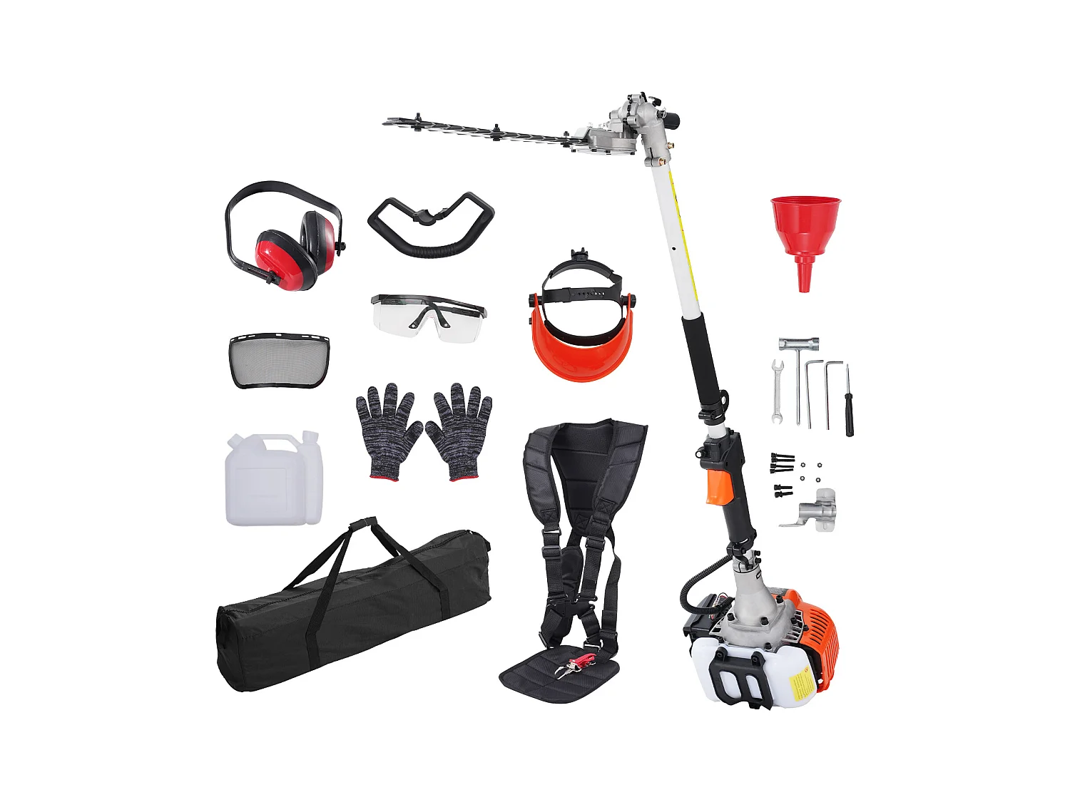 Taille-Haie SucceBuy, Taille-Haie à Perche à Gaz 26 CC, Alimenté par 2 Temps, Tête de Coupe Réglable, pour Tailler les Arbustes et les Branches