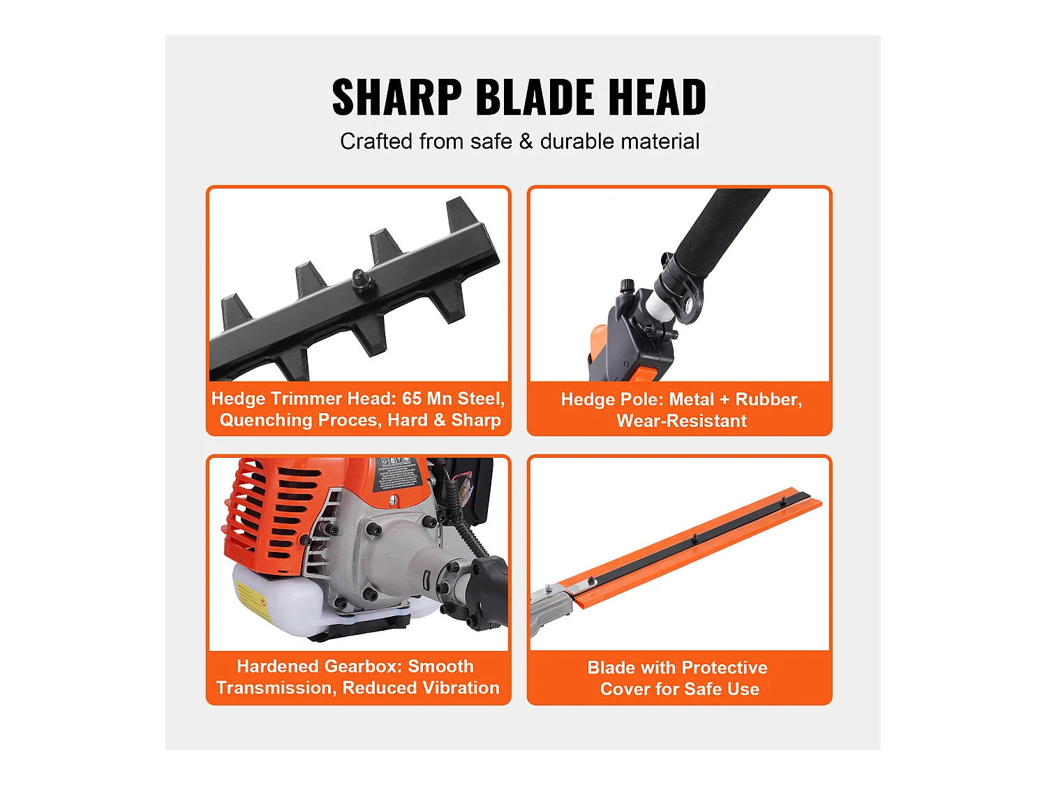 Taille-Haie SucceBuy, Taille-Haie à Perche à Gaz 26 CC, Alimenté par 2 Temps, Tête de Coupe Réglable, pour Tailler les Arbustes et les Branches