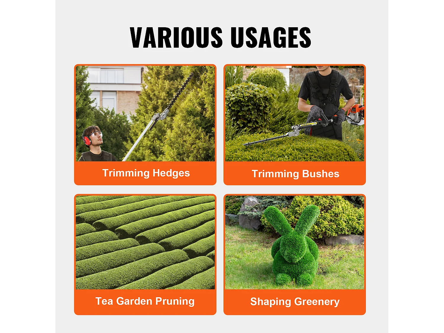 Taille-Haie SucceBuy, Taille-Haie à Perche à Gaz 26 CC, Alimenté par 2 Temps, Tête de Coupe Réglable, pour Tailler les Arbustes et les Branches