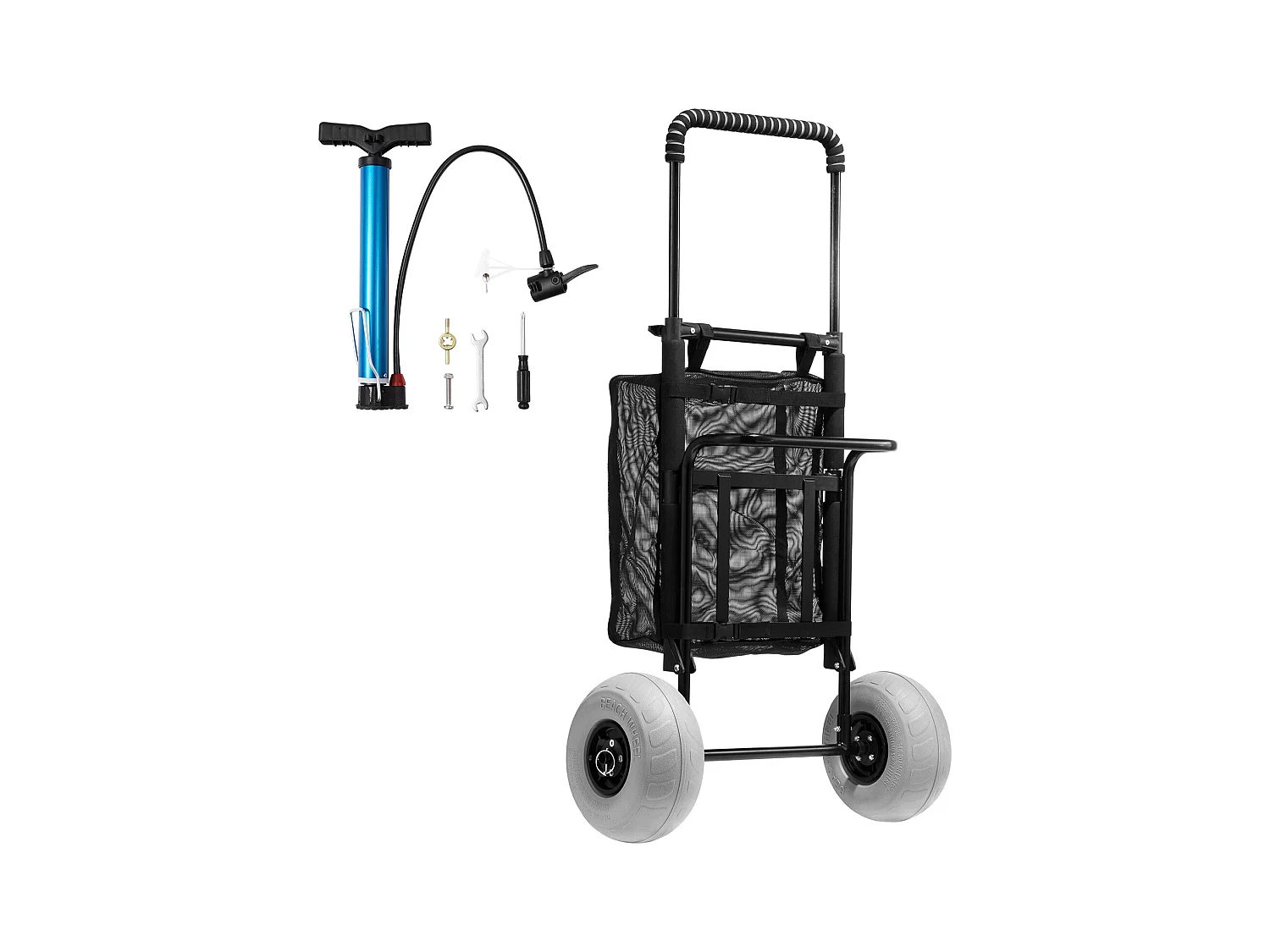 Carro de Playa SucceBuy, con Grandes Ruedas: 228,6 mm Ruedas de Ballón para la Playa y el Jardinería