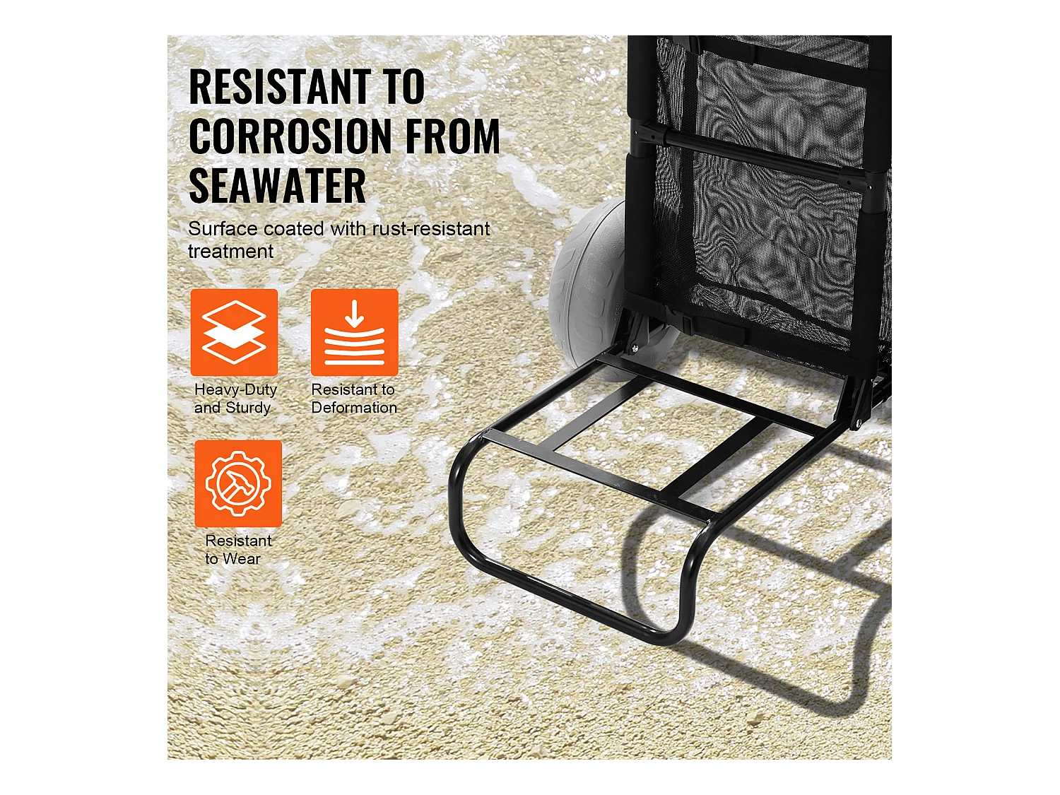 Carro de Playa SucceBuy, con Grandes Ruedas: 228,6 mm Ruedas de Ballón para la Playa y el Jardinería