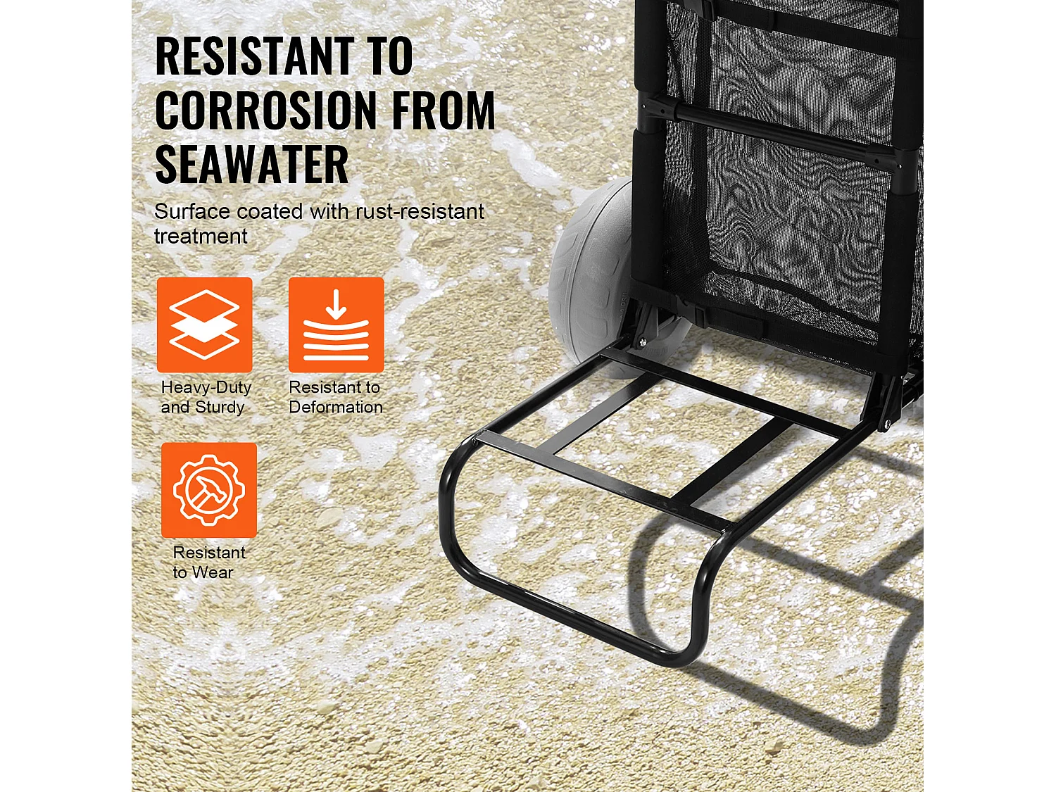 Chariot de Plage SucceBuy, avec de Grosses Roues - 228,6 mm Roues Ballons pour la Plage et le Jardinage