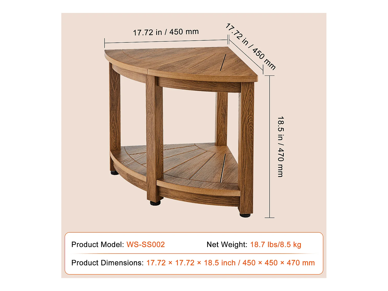Eckduschbank SucceBuy, 47,7 cm H × 45 cm R aus Polystyrol, für Innendusche Badezimmer