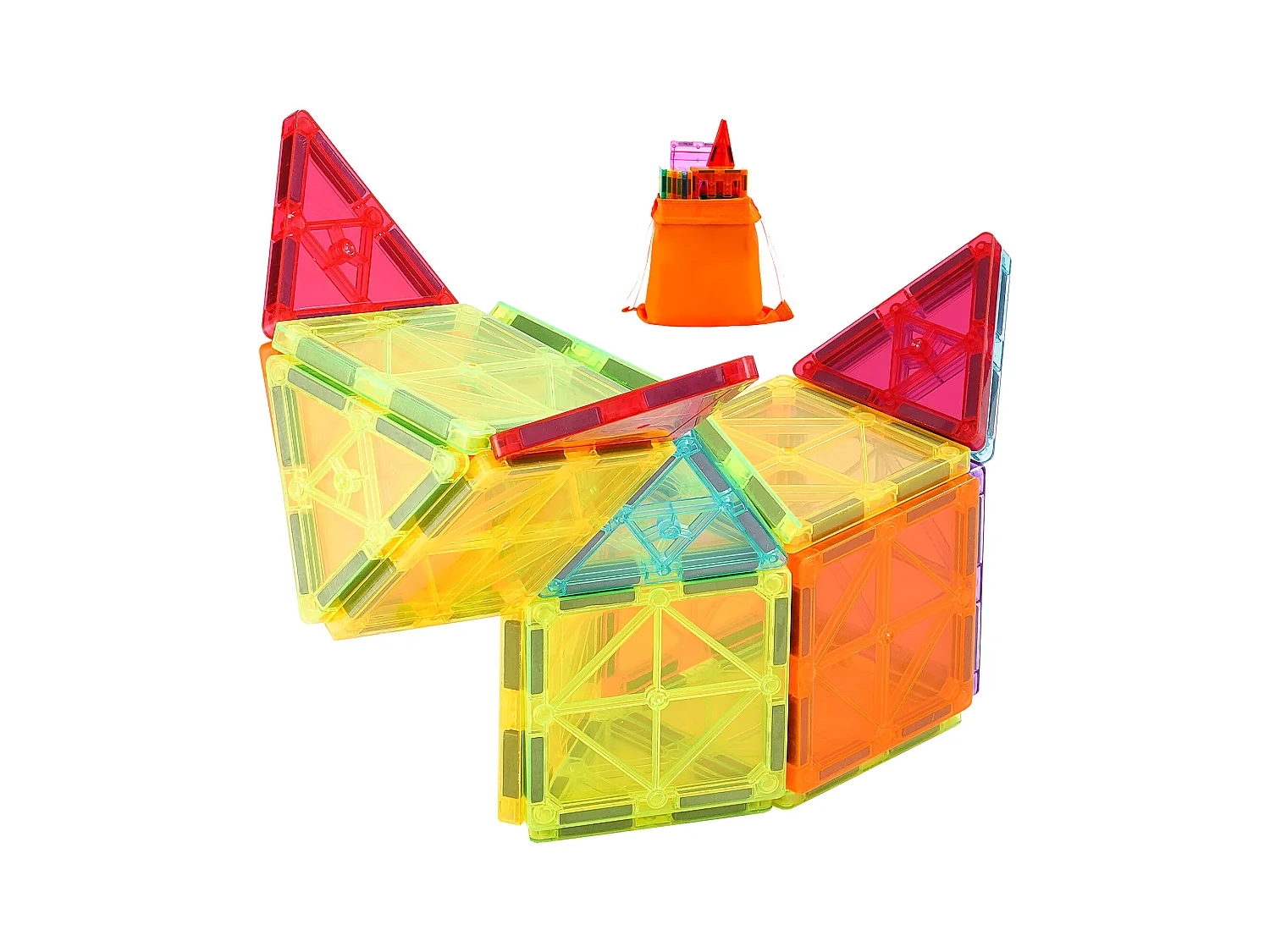 Blocs de Construction Magnétiques SucceBuy 32 PCS, Jouets Éducatifs à Empiler pour Enfants, Jouet 3D, avec Sac de Rangement