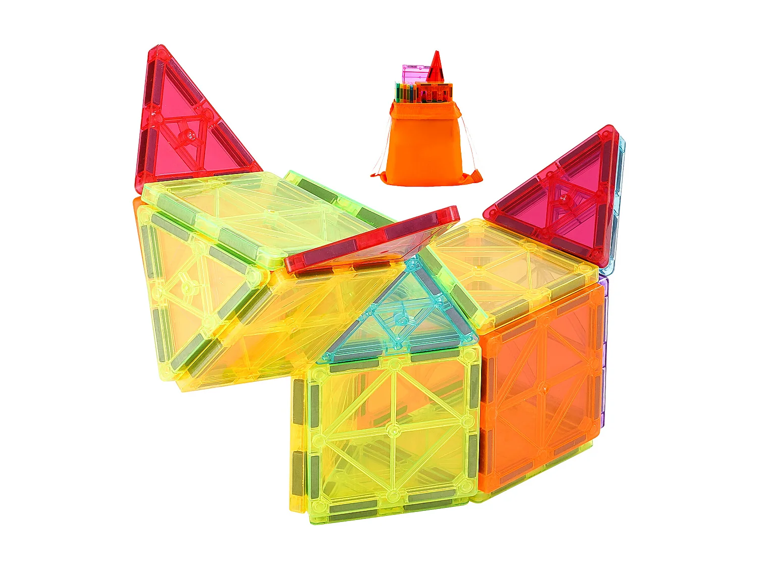 Blocs de Construction Magnétiques SucceBuy 32 PCS, Jouets Éducatifs à Empiler pour Enfants, Jouet 3D, avec Sac de Rangement