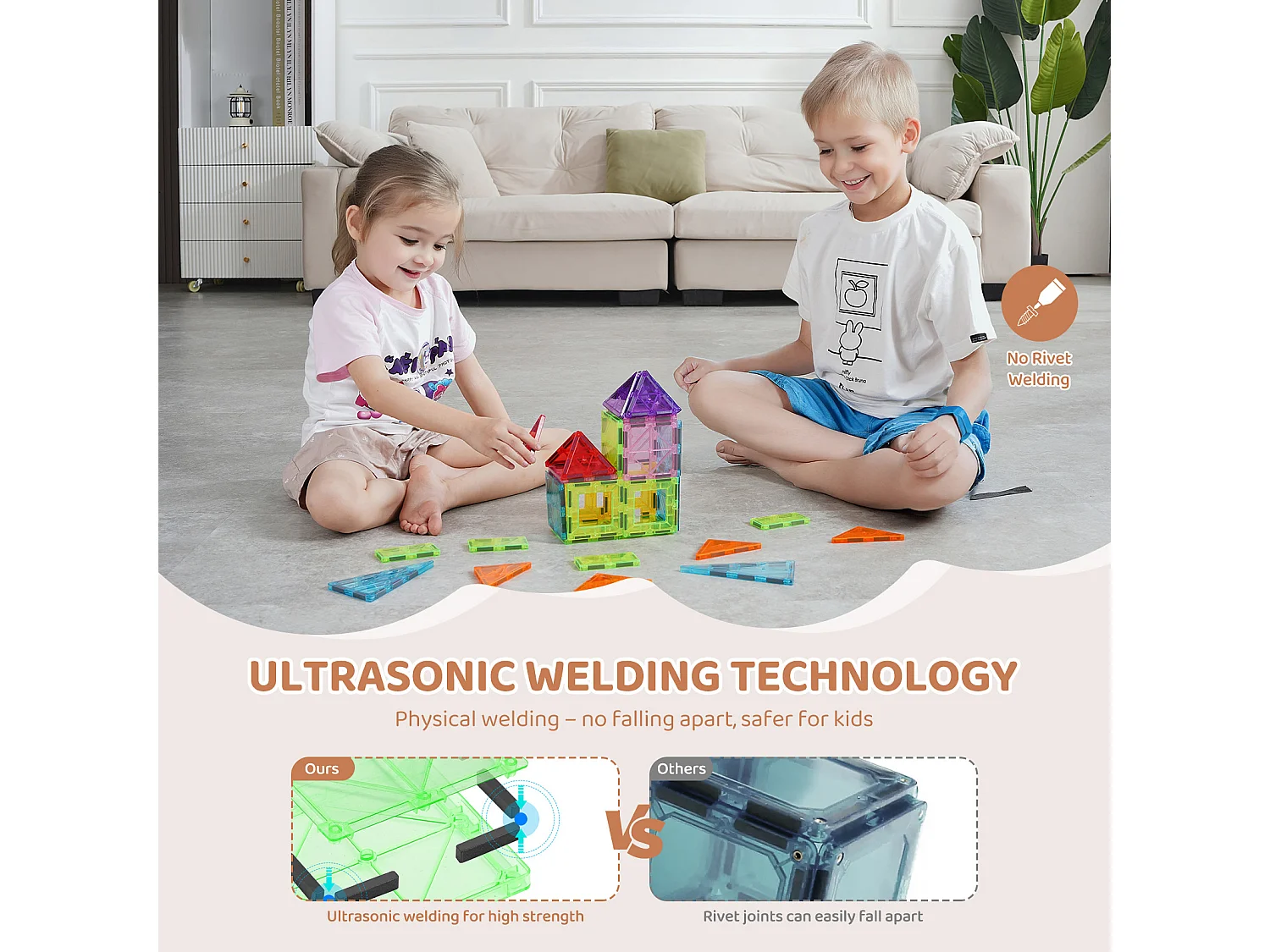 Blocs de Construction Magnétiques SucceBuy 32 PCS, Jouets Éducatifs à Empiler pour Enfants, Jouet 3D, avec Sac de Rangement