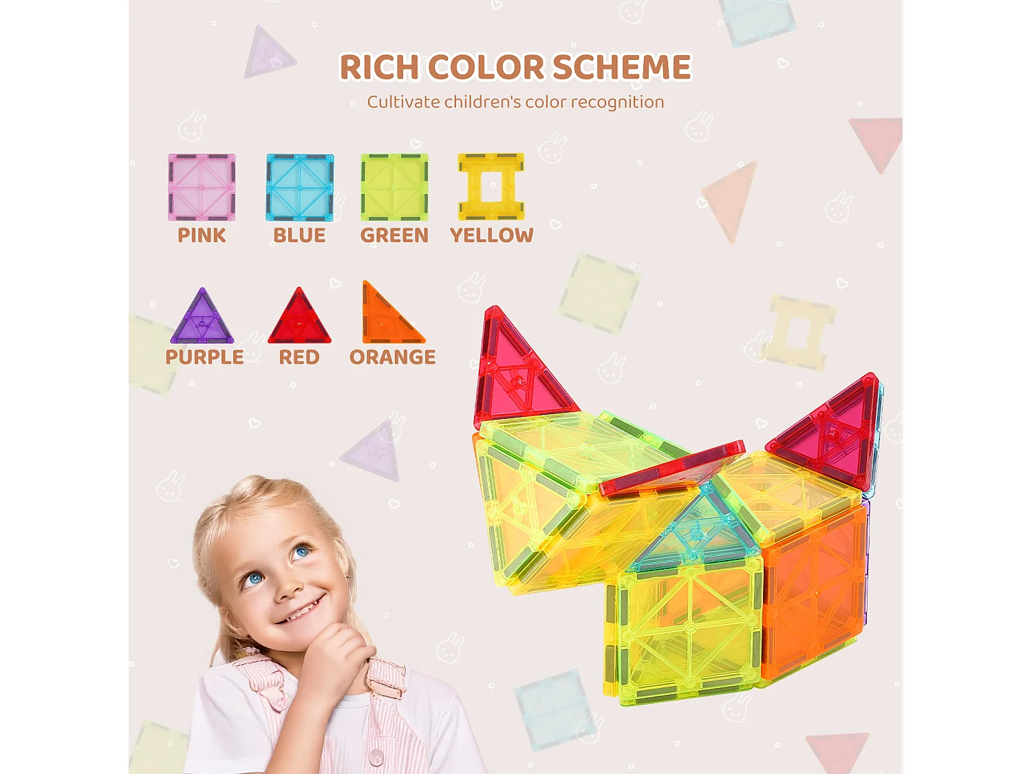 Blocs de Construction Magnétiques SucceBuy 32 PCS, Jouets Éducatifs à Empiler pour Enfants, Jouet 3D, avec Sac de Rangement