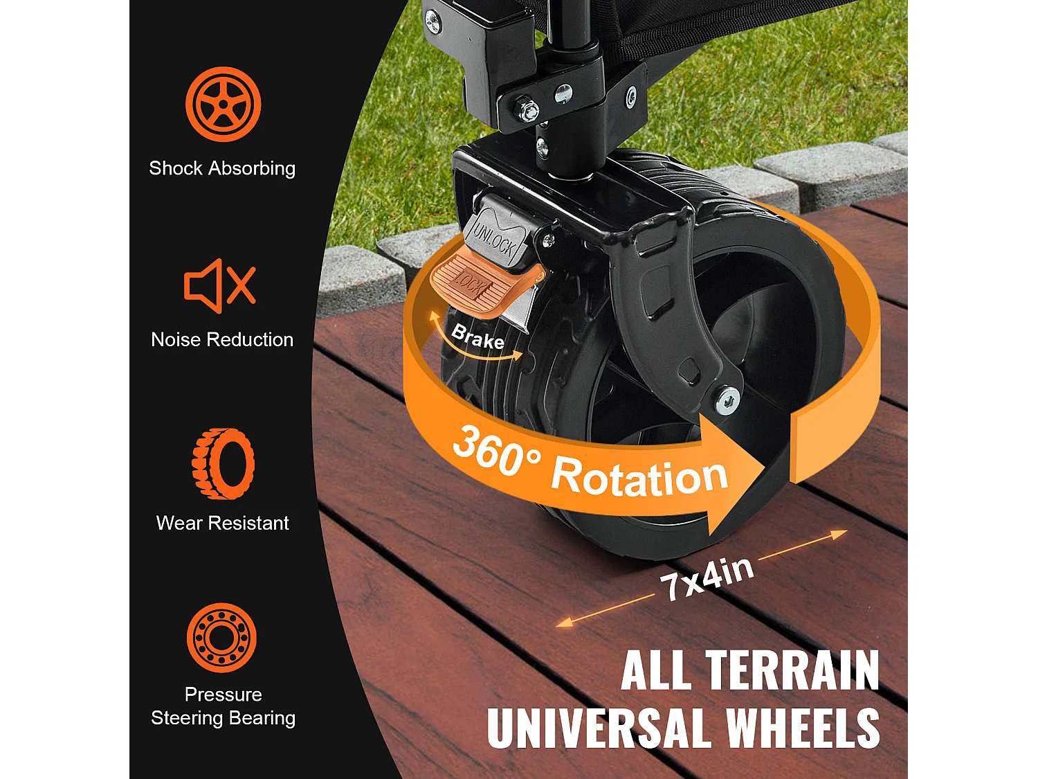 Chariot Pliable SucceBuy Chariot de Plage Pliable et Pliable 113 L Capacité de Charge de 113 kg