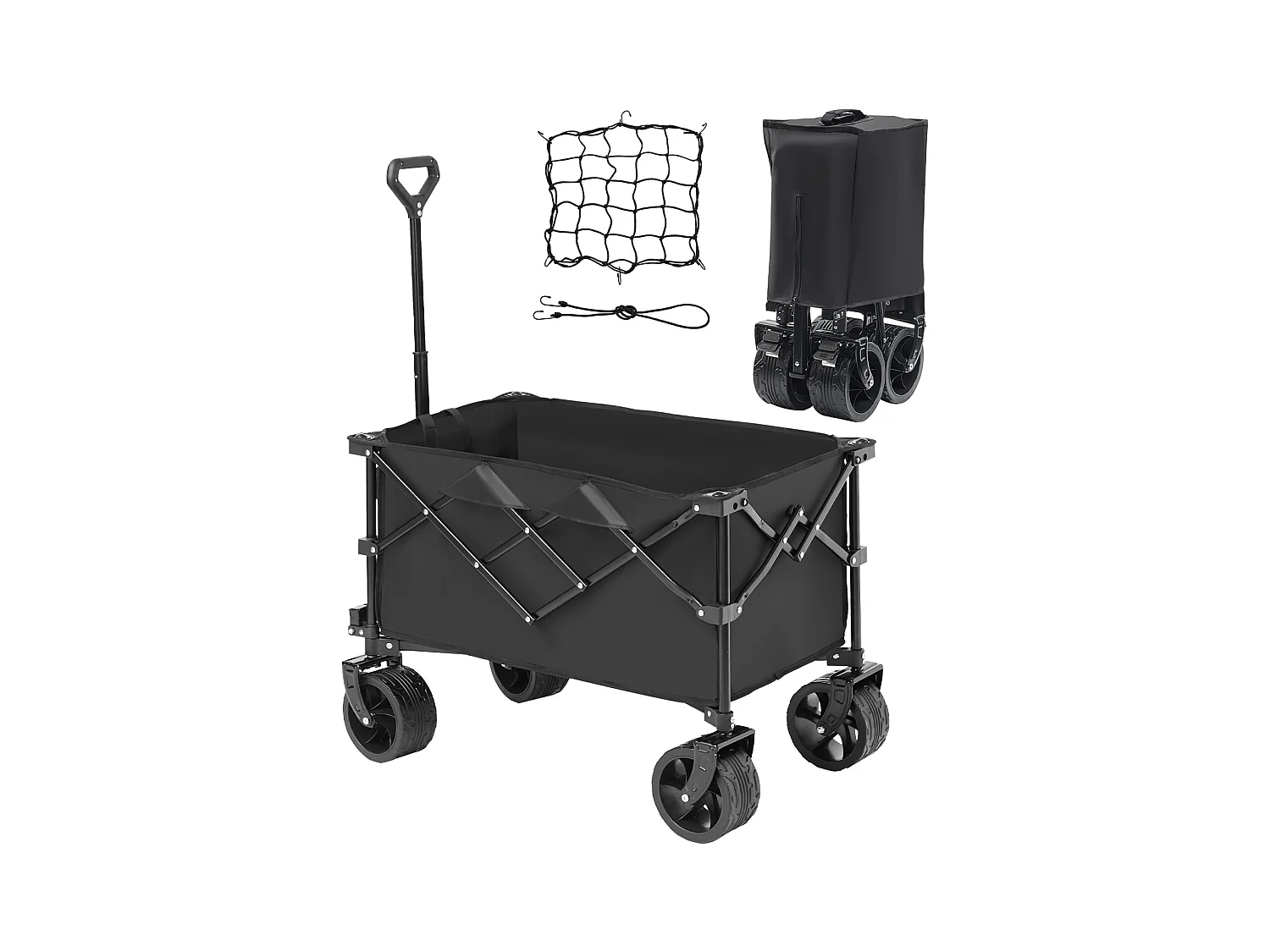 Faltbarer Transportwagen SucceBuy Zusammenklappbarer und Faltbarer Bollerwagen, 113 l Strandwagen mit All-Terrain-Rädern, Robuster Faltwagen