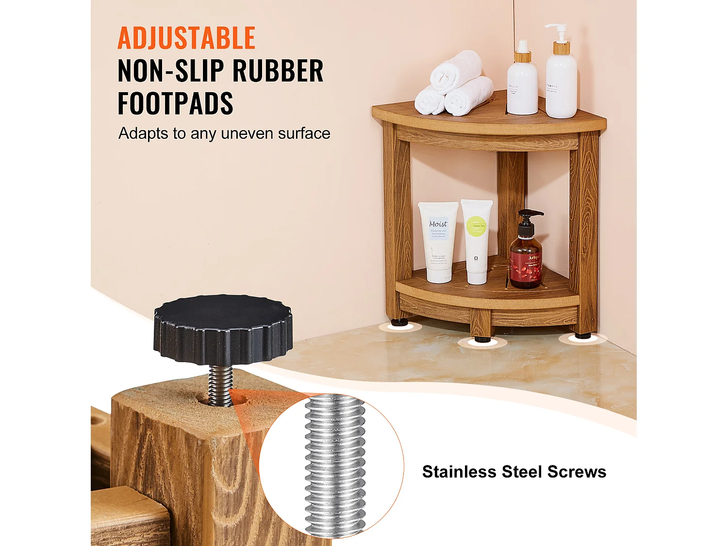 Eckduschbank SucceBuy, 430 mm H × 325 mm R aus Polystyrol, für Badezimmer mit Innendusche