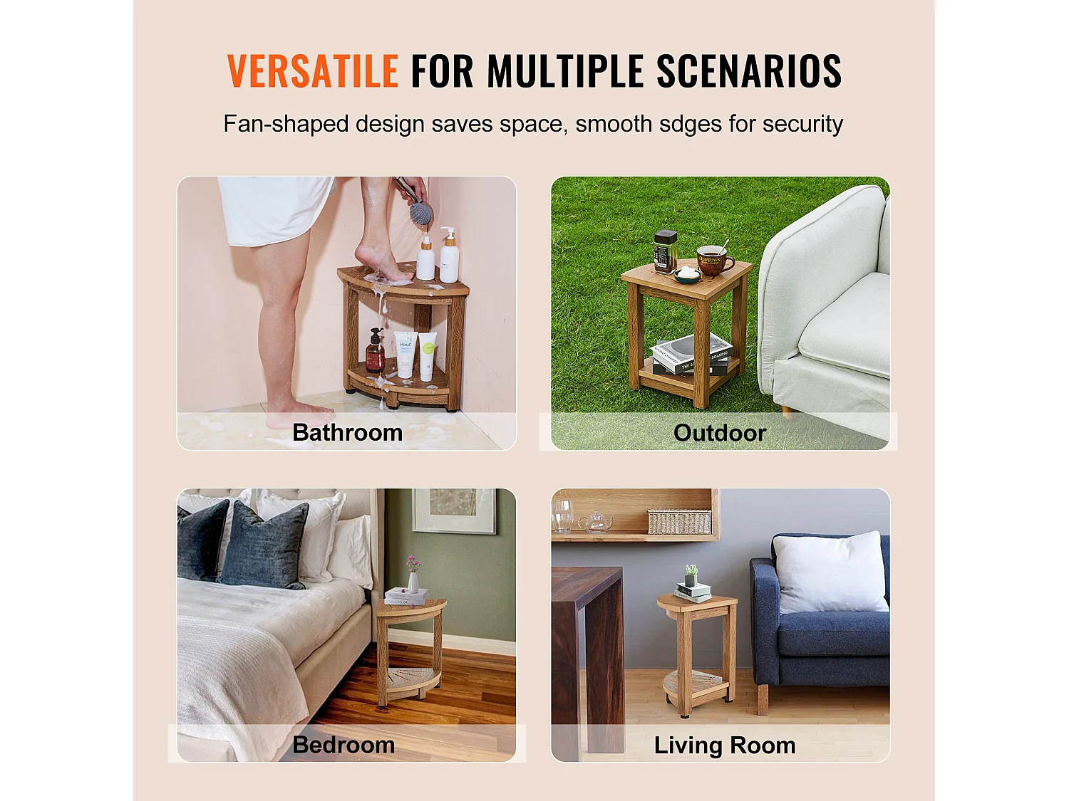 Eckduschbank SucceBuy, 430 mm H × 325 mm R aus Polystyrol, für Badezimmer mit Innendusche