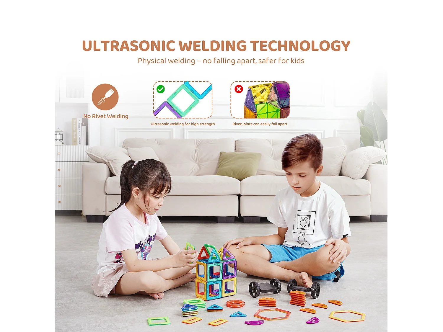 Blocs de Construction Magnétiques SucceBuy 62 PCS, Tuiles Éducatives STEM pour Enfants avec Roues, dès 4 Ans, Jouet 3D