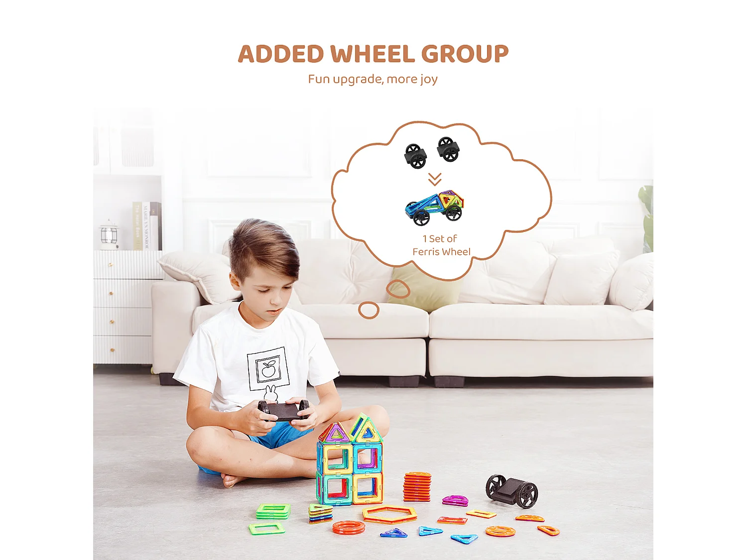 Blocs de Construction Magnétiques SucceBuy 62 PCS, Tuiles Éducatives STEM pour Enfants avec Roues, dès 4 Ans, Jouet 3D