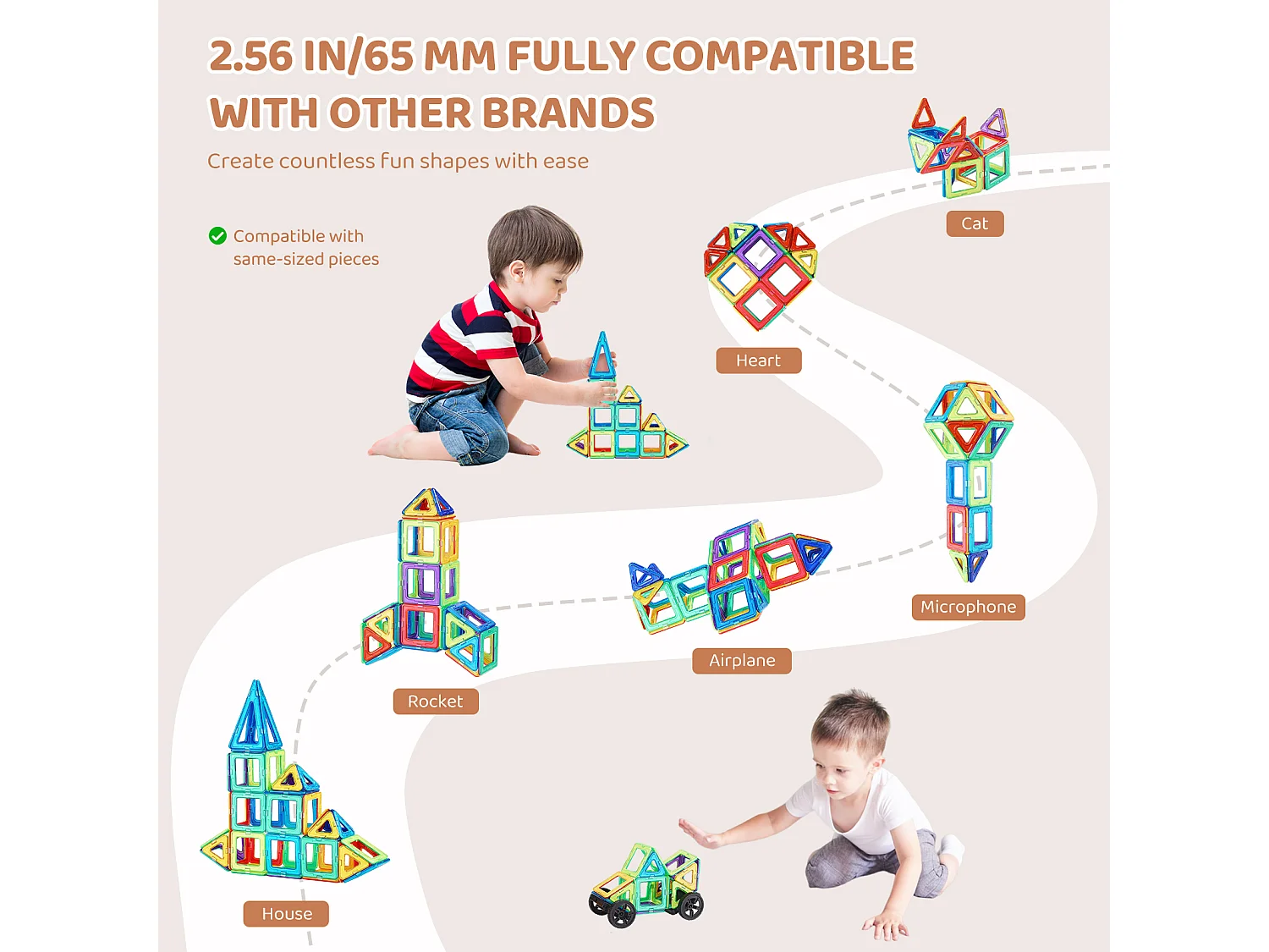 Blocs de Construction Magnétiques SucceBuy 62 PCS, Tuiles Éducatives STEM pour Enfants avec Roues, dès 4 Ans, Jouet 3D