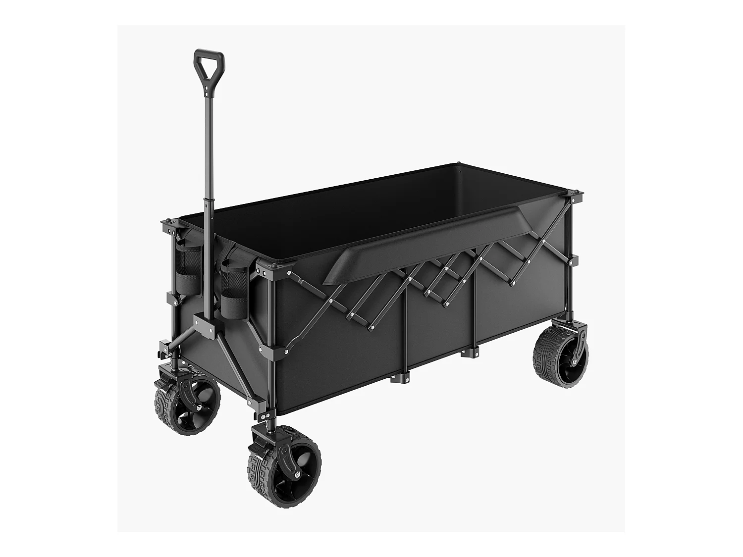 Chariot Pliable SucceBuy Chariot de Jardin Pliable Robuste 300 L 204.11 kg avec Longue Poignée pour l'Extérieur Cadre en Acier Durable