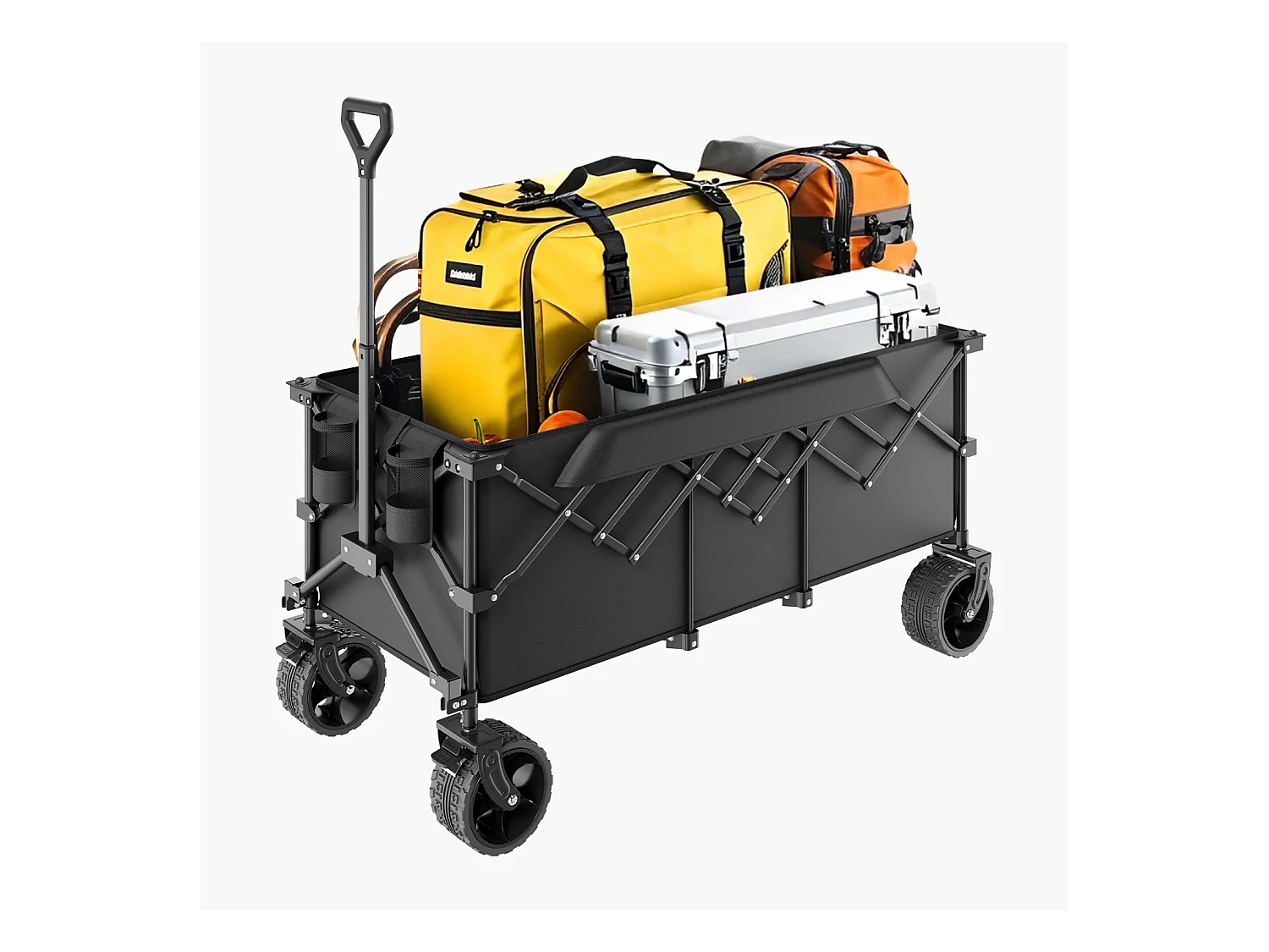 Chariot Pliable SucceBuy Chariot de Jardin Pliable Robuste 300 L 204.11 kg avec Longue Poignée pour l'Extérieur Cadre en Acier Durable