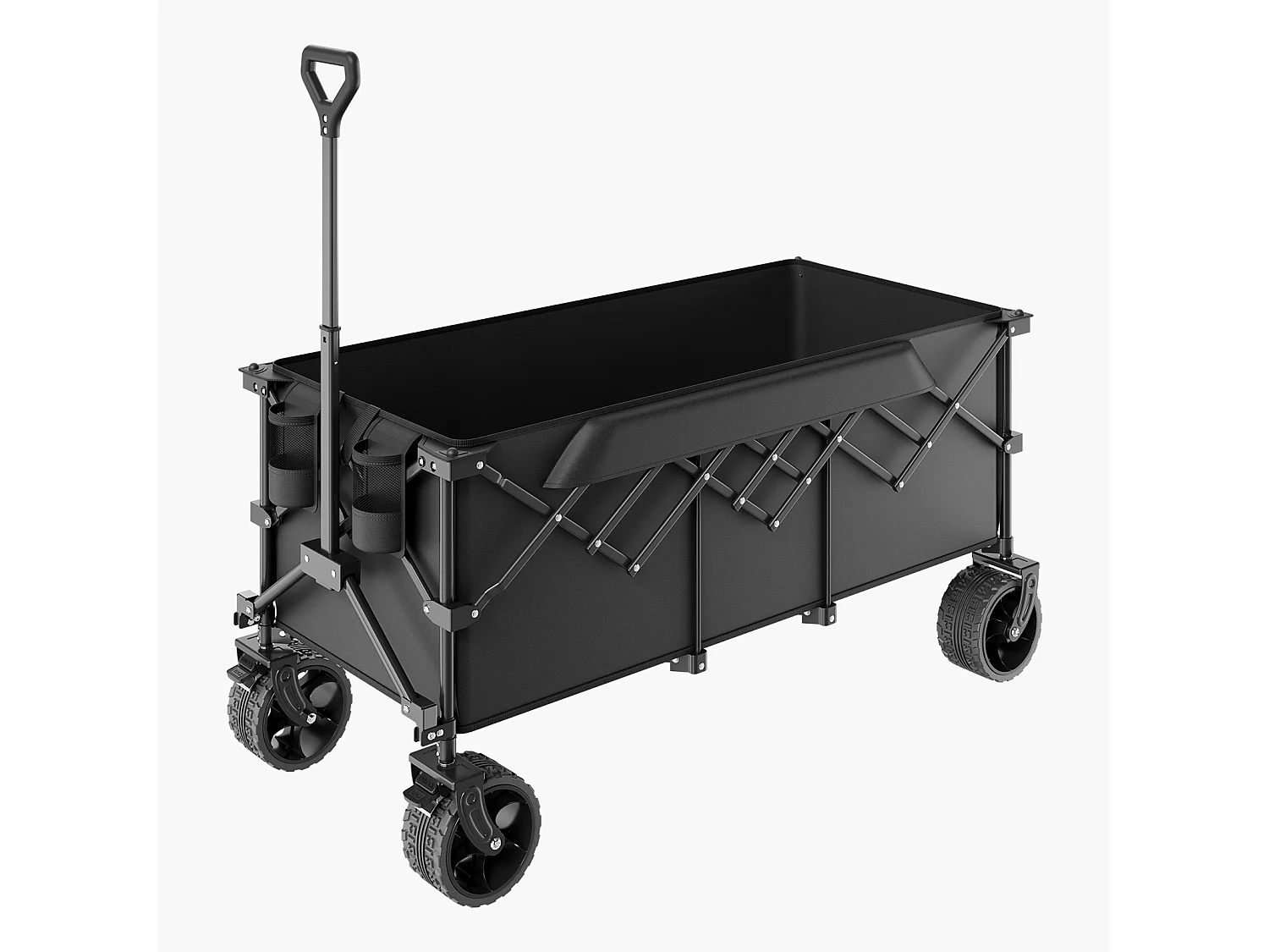 Chariot Pliable SucceBuy Chariot de Jardin Pliable Robuste 300 L 204.11 kg avec Longue Poignée pour l'Extérieur Cadre en Acier Durable