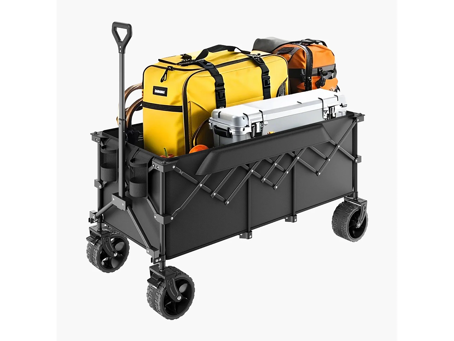 Chariot Pliable SucceBuy Chariot de Jardin Pliable Robuste 300 L 204.11 kg avec Longue Poignée pour l'Extérieur Cadre en Acier Durable