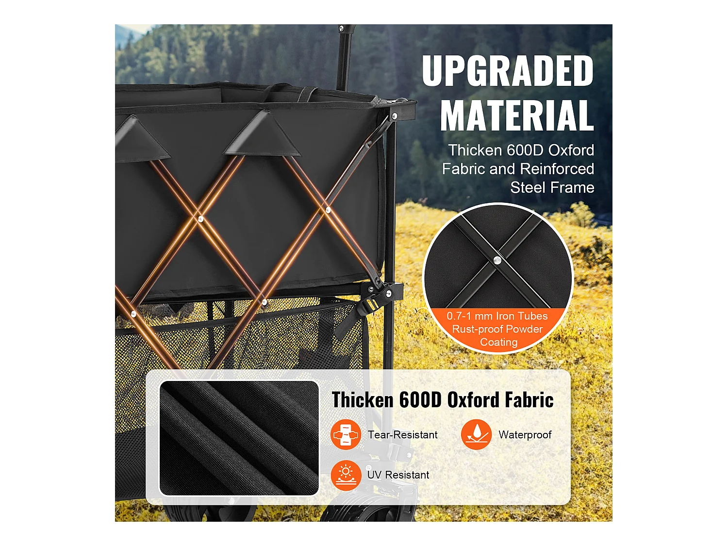 Chariot Pliable SucceBuy Chariot Pliable 400 L Chariot de Plage Robuste Capacité de 204.11 kg