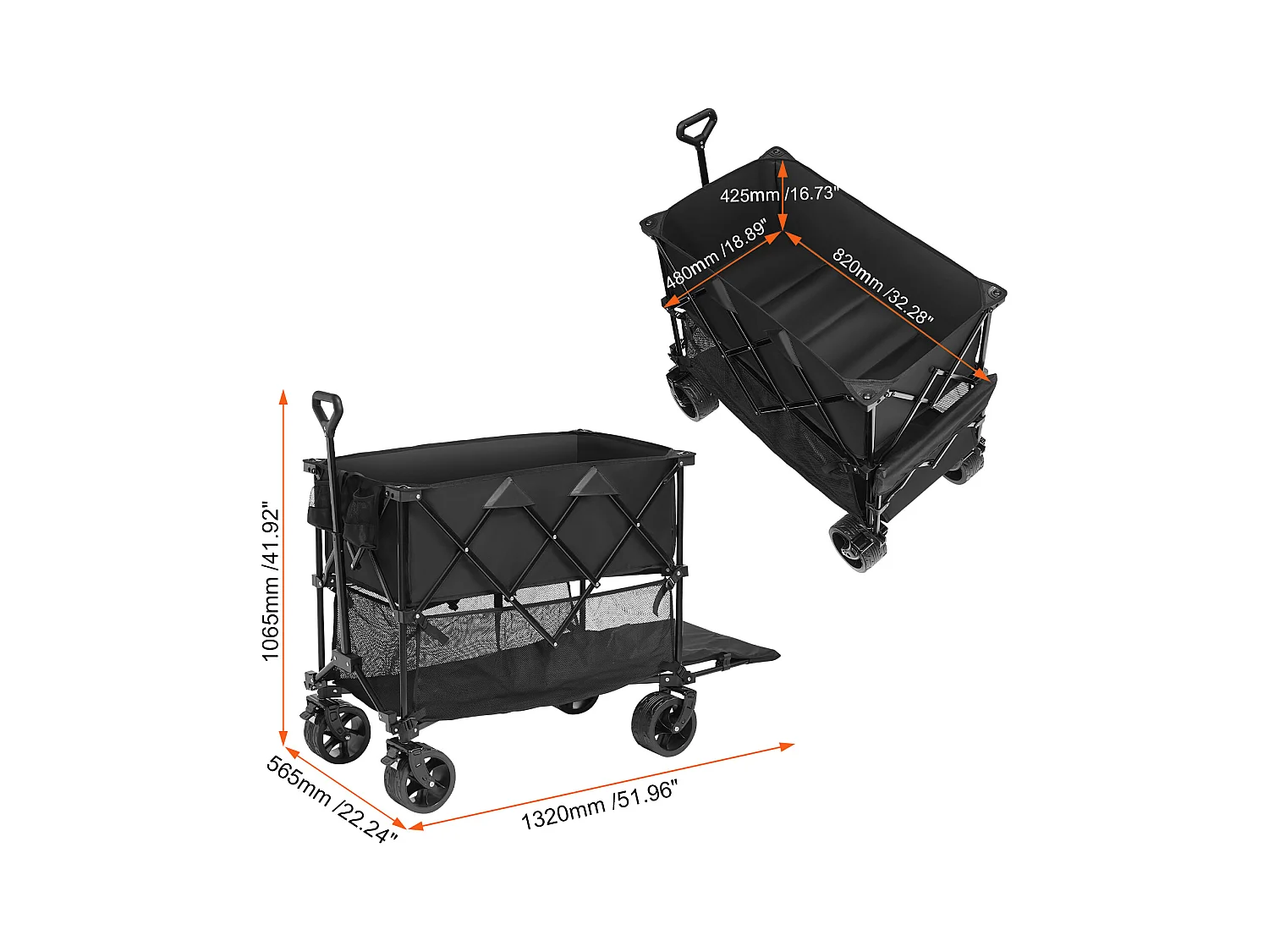 Chariot Pliable SucceBuy Chariot Pliable 400 L Chariot de Plage Robuste Capacité de 204.11 kg