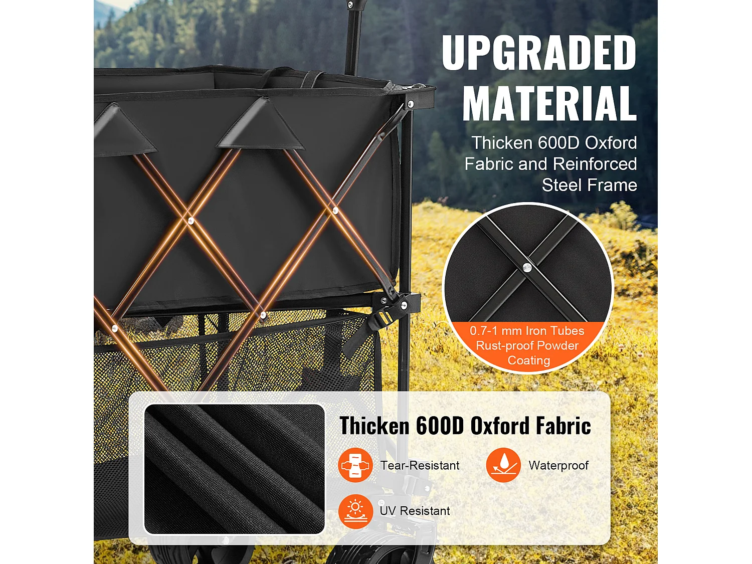 Chariot Pliable SucceBuy Chariot Pliable 400 L Chariot de Plage Robuste Capacité de 204.11 kg