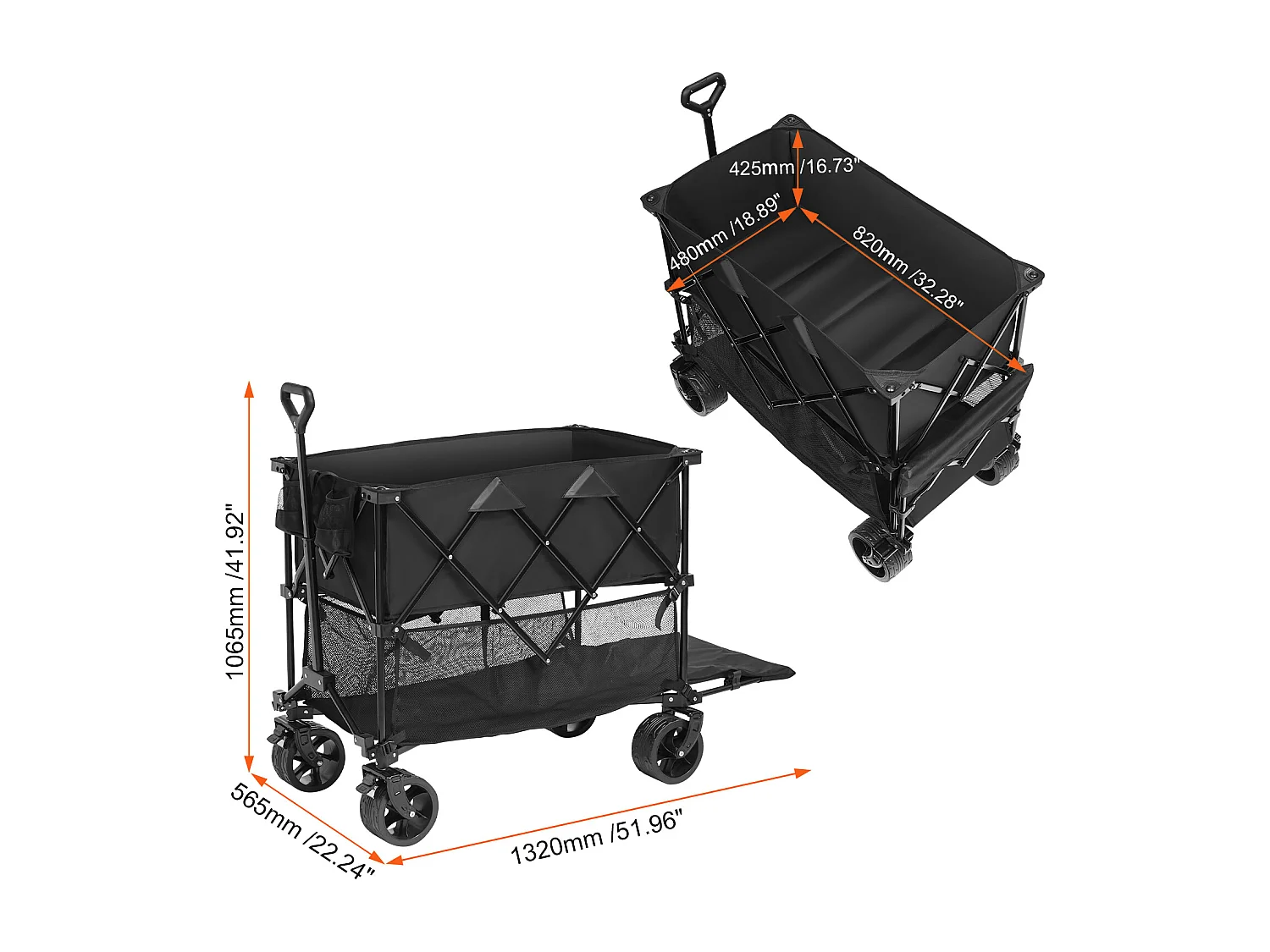 Chariot Pliable SucceBuy Chariot Pliable 400 L Chariot de Plage Robuste Capacité de 204.11 kg