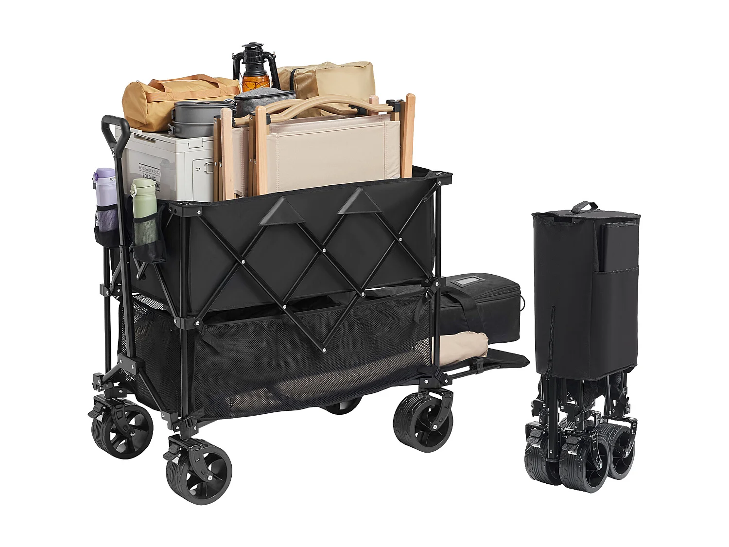 Chariot Pliable SucceBuy Chariot Pliable 400 L Chariot de Plage Robuste Capacité de 204.11 kg