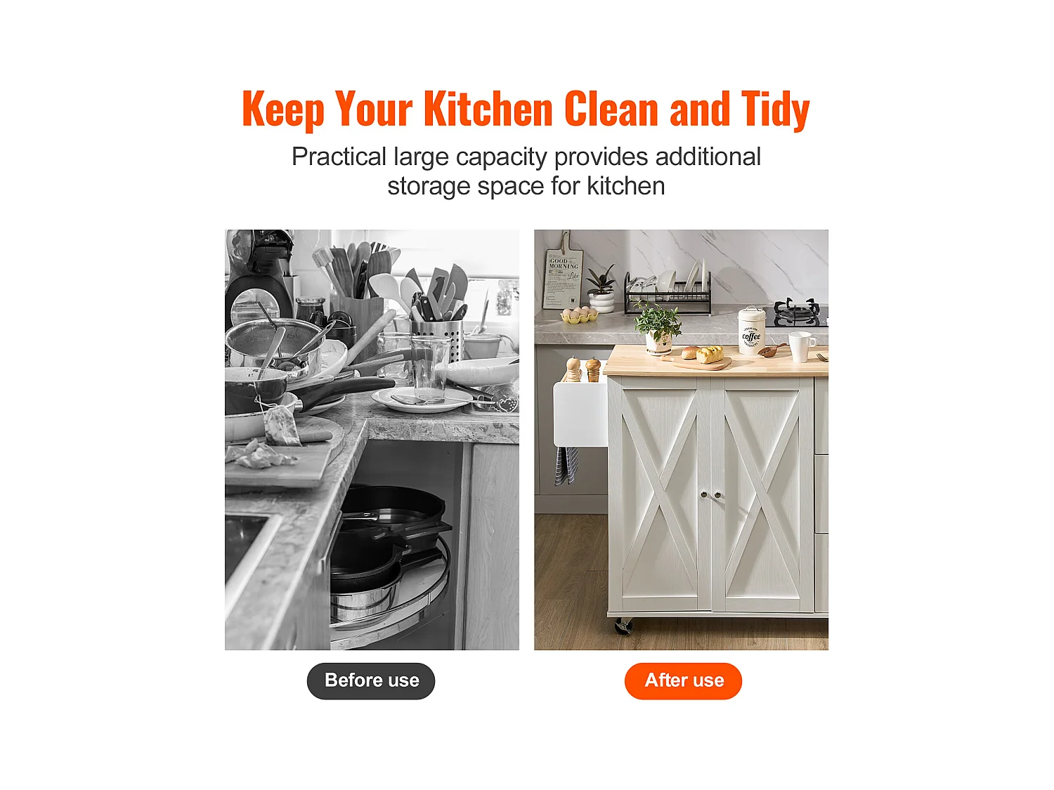 Ilot Central de Cuisine, SucceBuy Armoire de Rangement Roulante avec Chariot d'Îlot de Cuisine de 115 cm avec Tiroir et Support