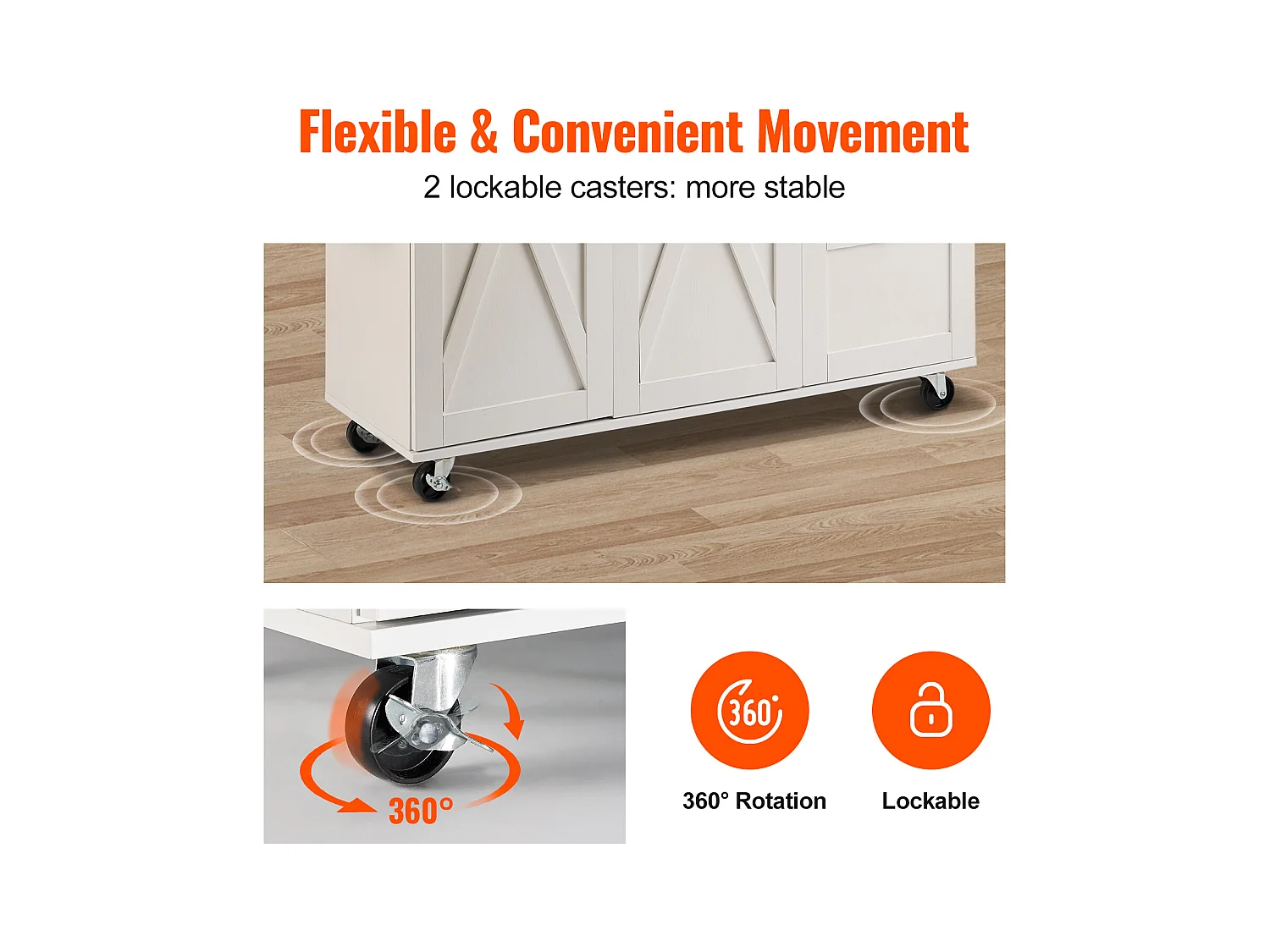 Ilot Central de Cuisine, SucceBuy Armoire de Rangement Roulante avec Chariot d'Îlot de Cuisine de 115 cm avec Tiroir et Support