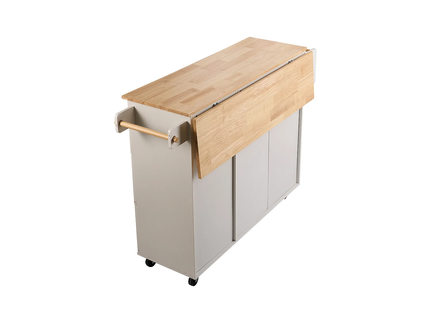 Ilot Central de Cuisine, SucceBuy Armoire de Rangement Roulante avec Chariot d'Îlot de Cuisine de 115 cm avec Tiroir et Support