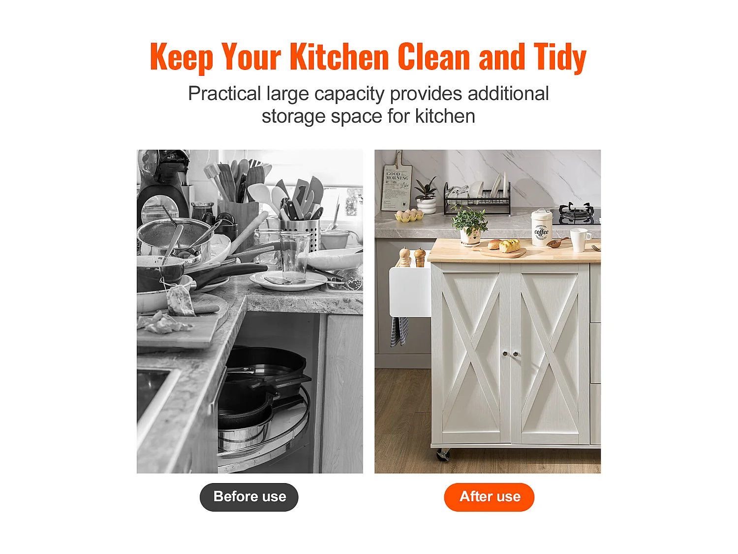 Ilot Central de Cuisine, SucceBuy Armoire de Rangement Roulante avec Chariot d'Îlot de Cuisine de 115 cm avec Tiroir et Support