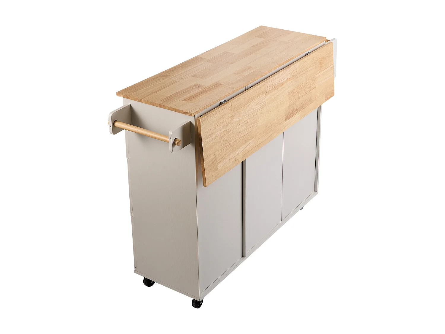 Ilot Central de Cuisine, SucceBuy Armoire de Rangement Roulante avec Chariot d'Îlot de Cuisine de 115 cm avec Tiroir et Support