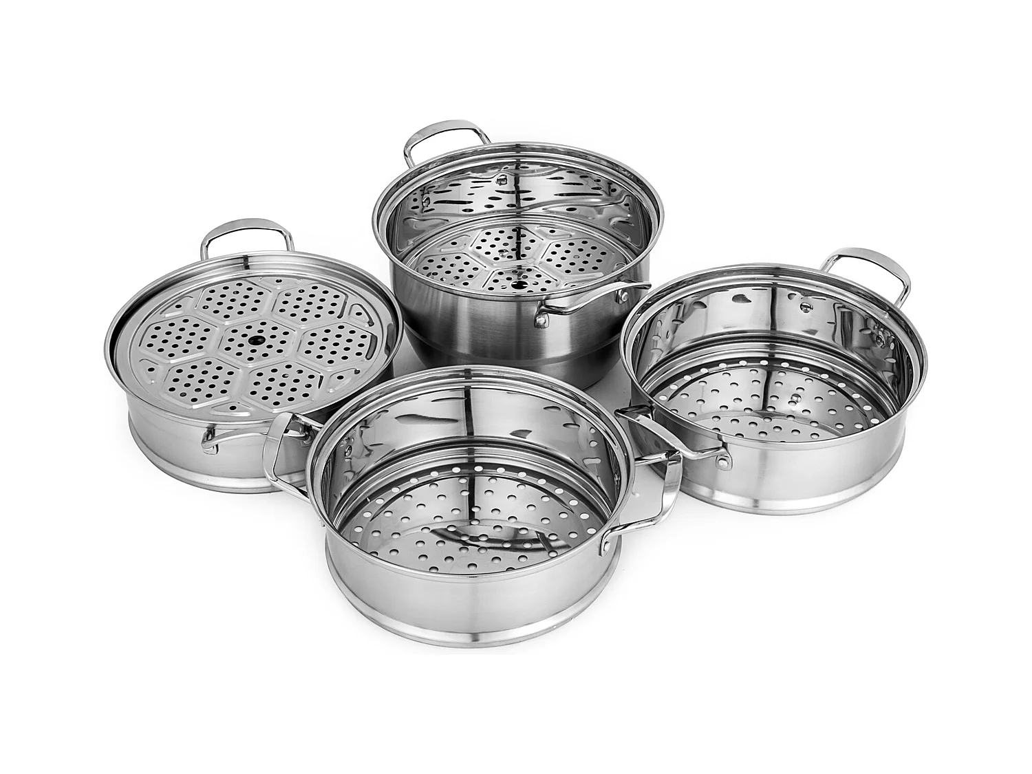 Cuiseur SucceBuy Ensemble de Cuiseur Vapeur à 5 Niveaux en Acier Inoxydable de 30 cm avec Couvercle en Verre - Design Élégant et Polyvalent