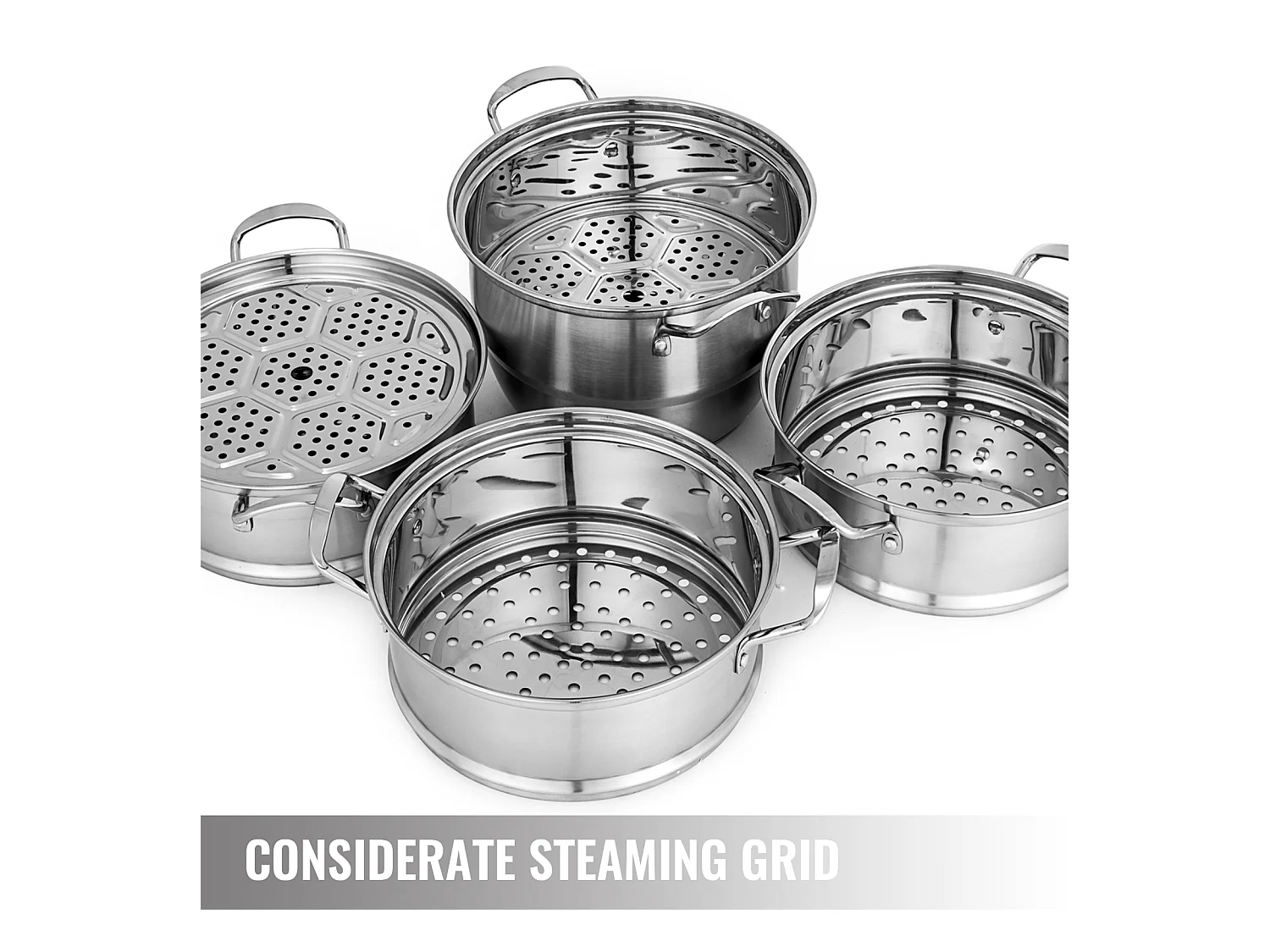 Cuiseur SucceBuy Ensemble de Cuiseur Vapeur à 5 Niveaux en Acier Inoxydable de 30 cm avec Couvercle en Verre - Design Élégant et Polyvalent