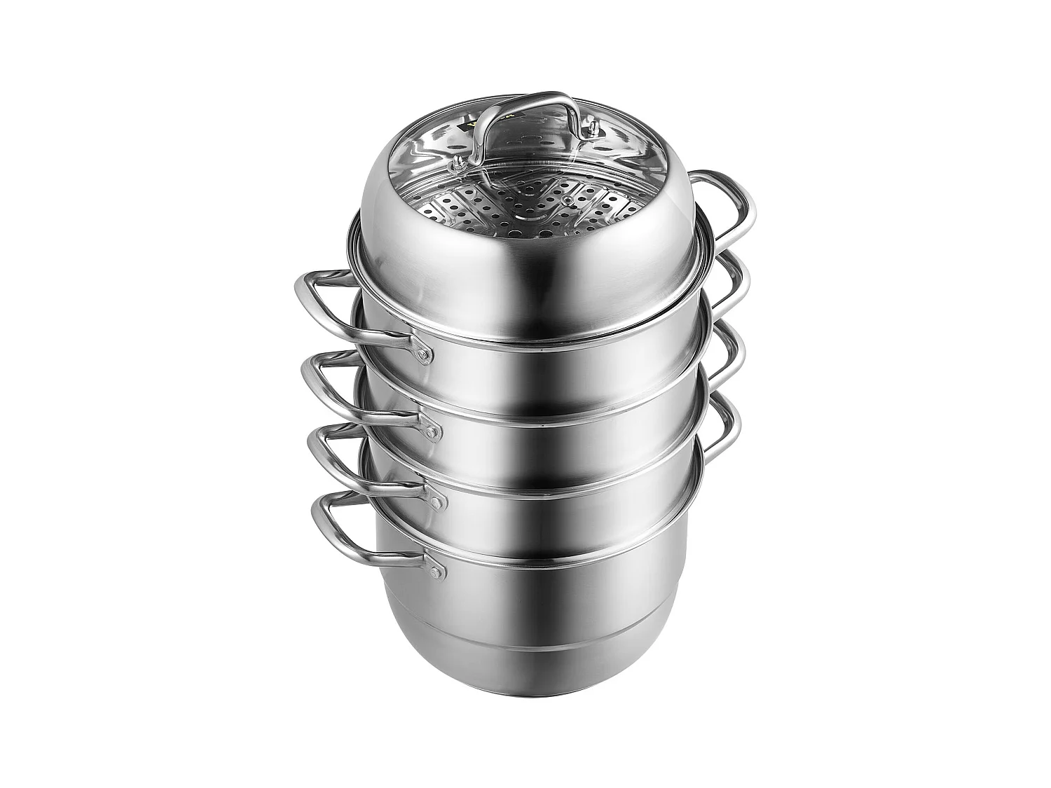 Cuiseur SucceBuy Ensemble de Cuiseur Vapeur à 5 Niveaux en Acier Inoxydable de 30 cm avec Couvercle en Verre - Design Élégant et Polyvalent