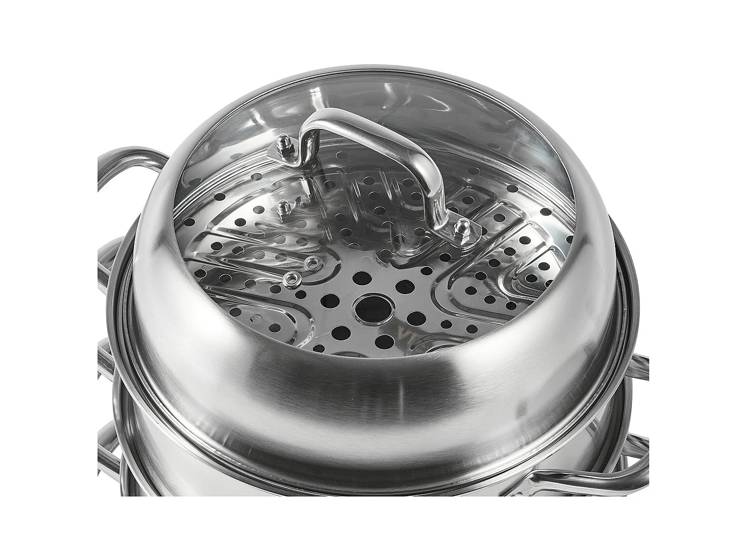 Cuiseur SucceBuy Ensemble de Cuiseur Vapeur à 5 Niveaux en Acier Inoxydable de 30 cm avec Couvercle en Verre - Design Élégant et Polyvalent