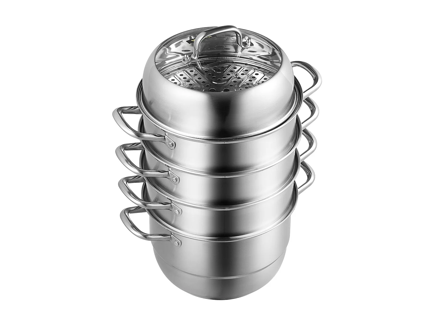 Cuiseur SucceBuy Ensemble de Cuiseur Vapeur à 5 Niveaux en Acier Inoxydable de 30 cm avec Couvercle en Verre - Design Élégant et Polyvalent