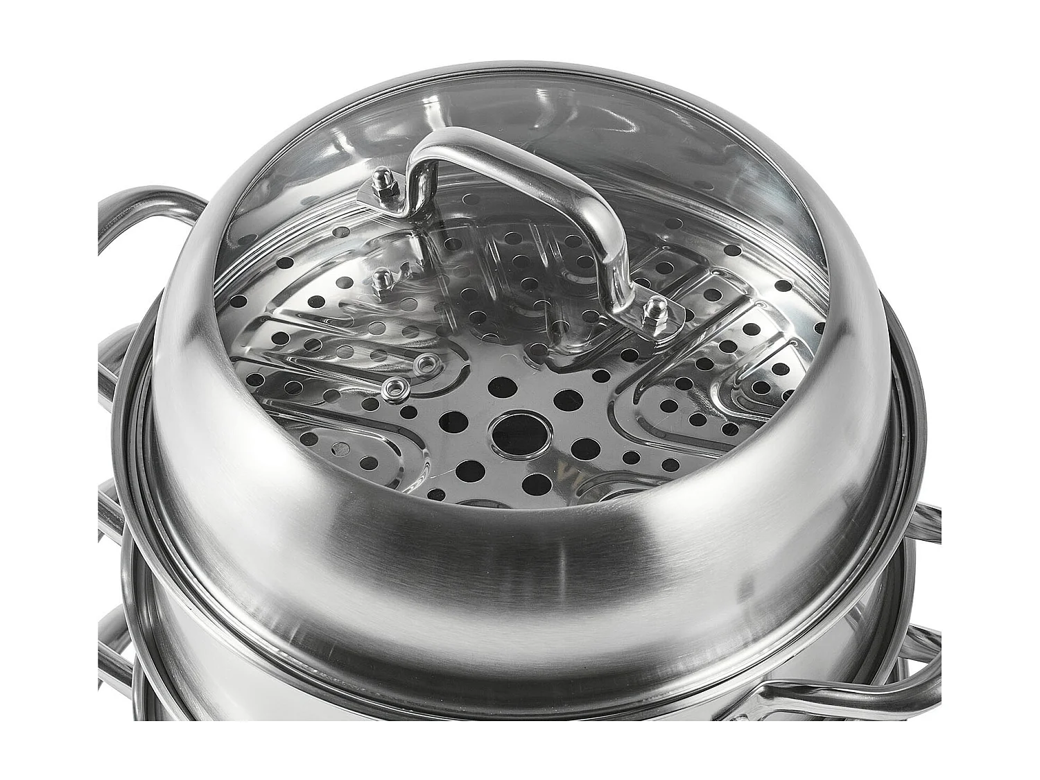 Cuiseur SucceBuy Ensemble de Cuiseur Vapeur à 5 Niveaux en Acier Inoxydable de 30 cm avec Couvercle en Verre - Design Élégant et Polyvalent