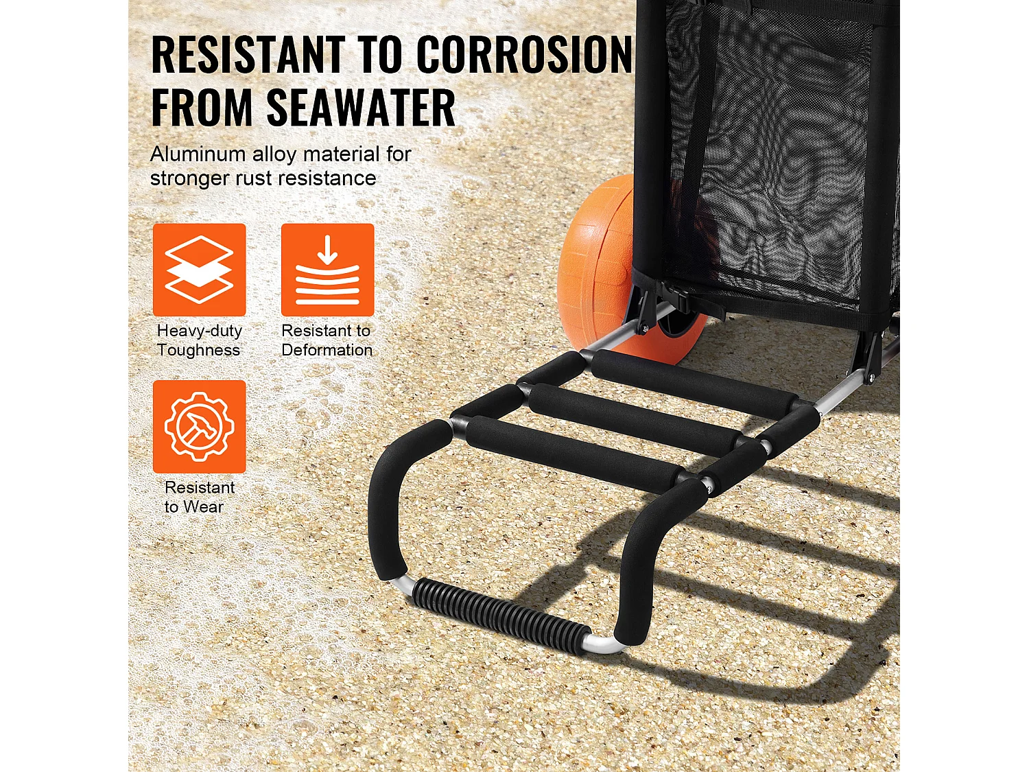 Carrello da Spiaggia SucceBuy, Ruote in Schiuma da 30,5 cm per la Spiaggia e il Giardinaggio