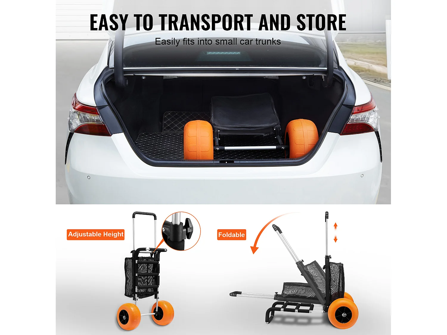 Carrello da Spiaggia SucceBuy, Ruote in Schiuma da 30,5 cm per la Spiaggia e il Giardinaggio