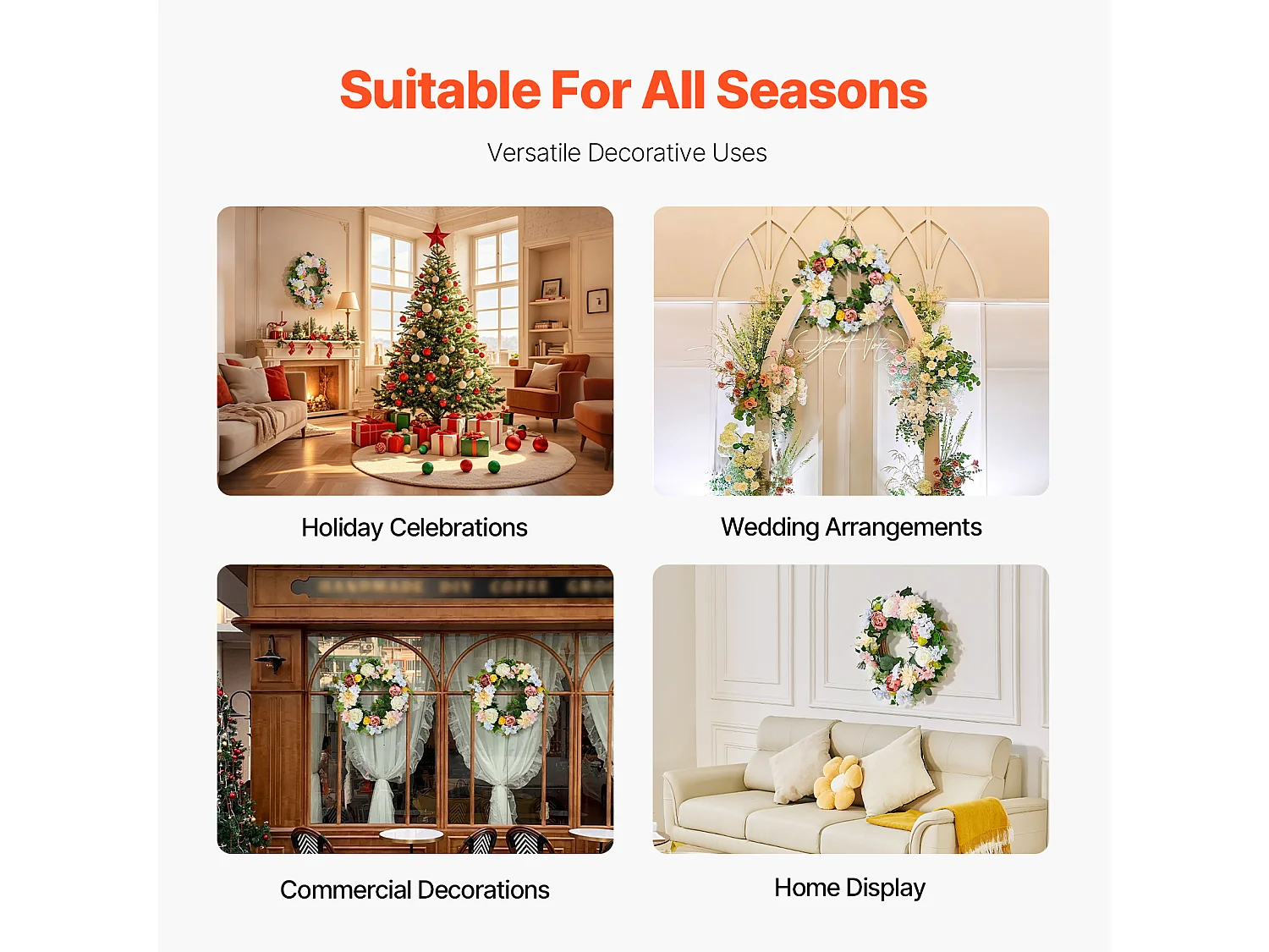 Künstliche Pflanze, SucceBuy Künstlicher Kranz 61 cm (Weiße Pfingstrosen, Gelb-Rosa Hortensien)