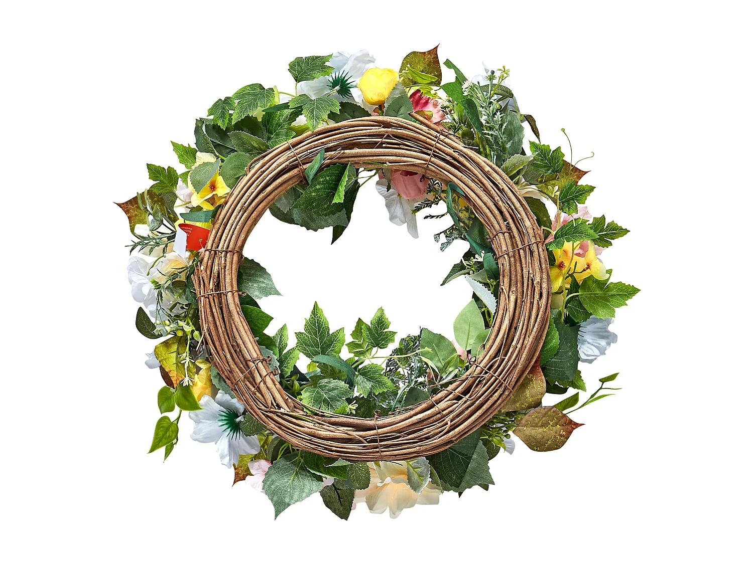 Plante Artificiel, SucceBuy Couronne Artificielle 61 cm (Pivoines Blanches, Roses, Hortensias Jaunes)