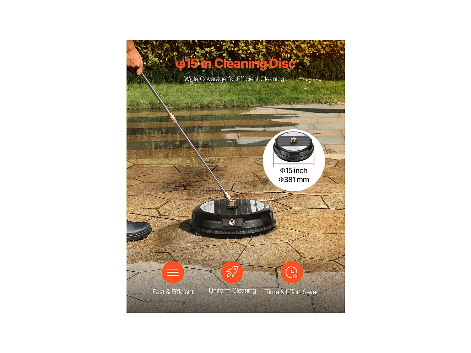 Detergente per Superfici SucceBuy Idropulitrice per Superfici da 38.5cm, 210.92 Kgf/cm², Plastica, 2 Lance Estensibili.