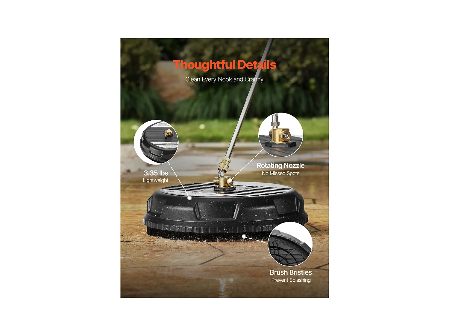 Detergente per Superfici SucceBuy Idropulitrice per Superfici da 38.5cm, 210.92 Kgf/cm², Plastica, 2 Lance Estensibili.