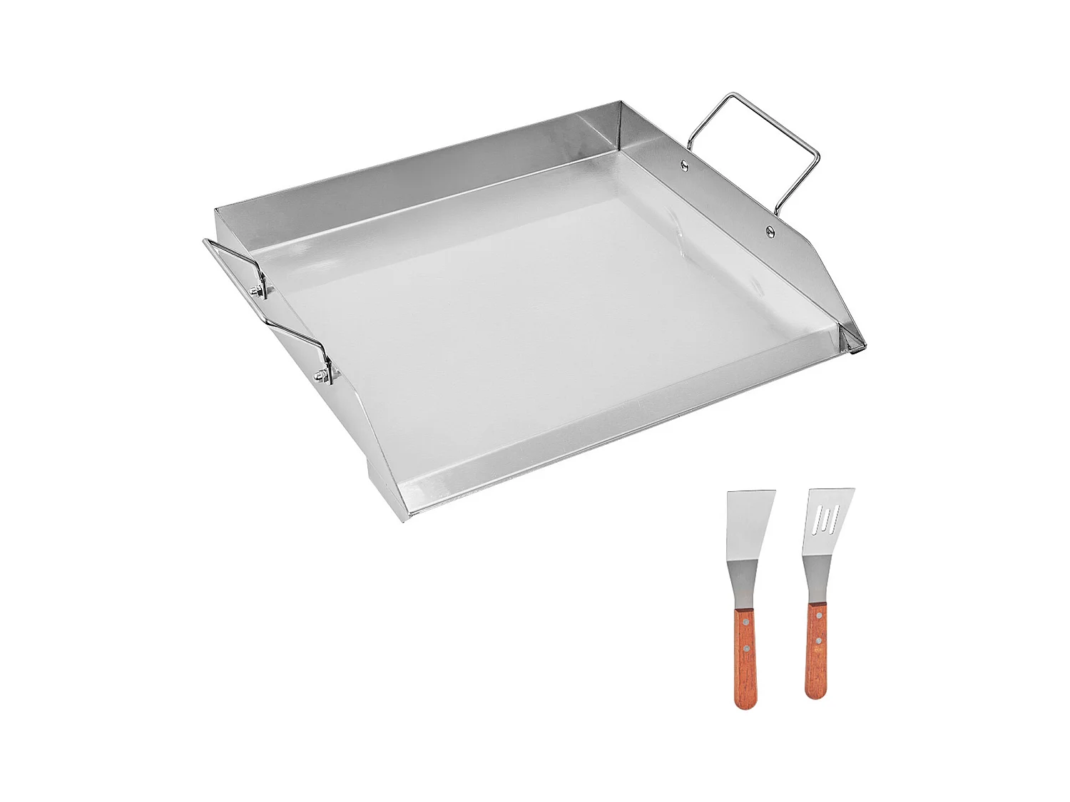 Plaque de Gril, SucceBuy Plaque de Cuisson en Acier Inoxydable pour Barbecue, Surface Plate 448 × 370 mm