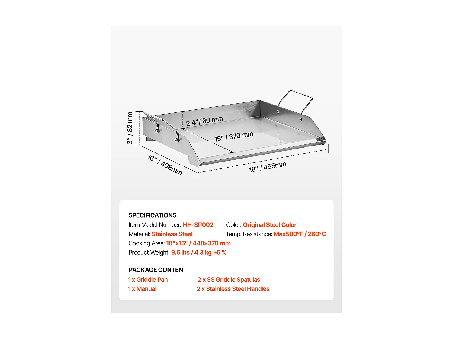 Plaque de Gril, SucceBuy Plaque de Cuisson en Acier Inoxydable pour Barbecue, Surface Plate 448 × 370 mm