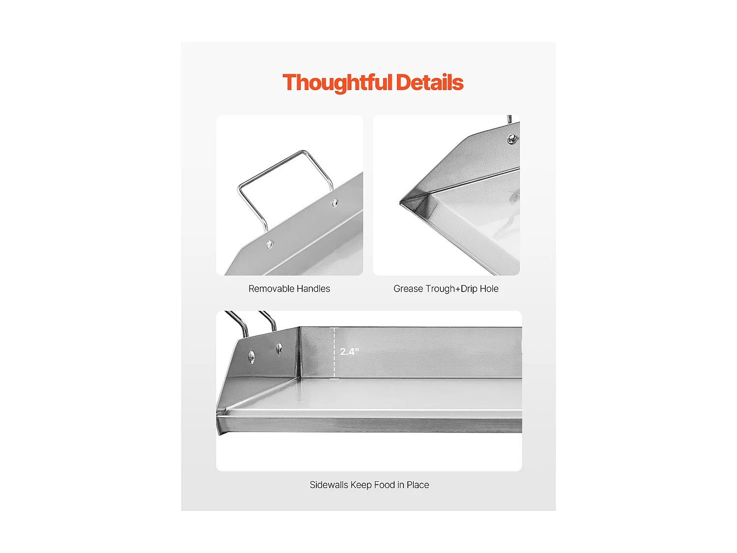 Plaque de Gril, SucceBuy Plaque de Cuisson en Acier Inoxydable pour Barbecue, Surface Plate 448 × 370 mm